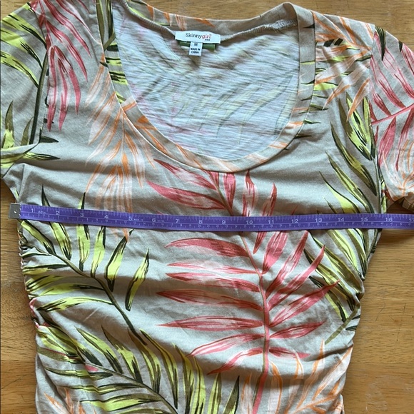 Skinnygirl Multicolor Leaf Print Top SM - Picture 6 of 11